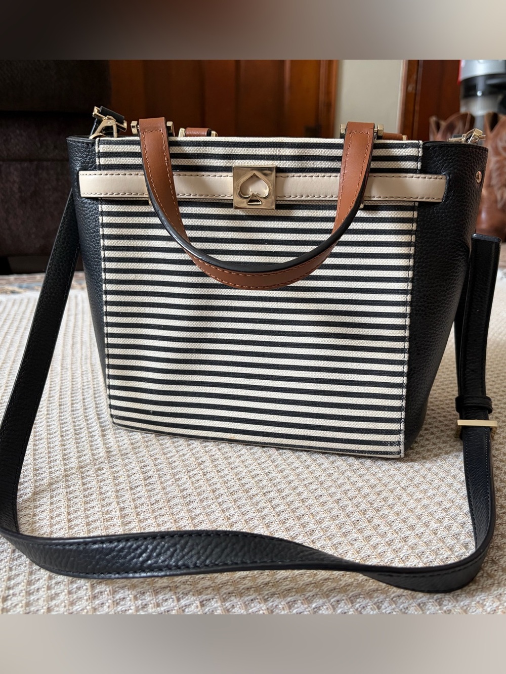 Kate Spade New York Houston Street Fabric Leo Satchel Striped Crossbody
